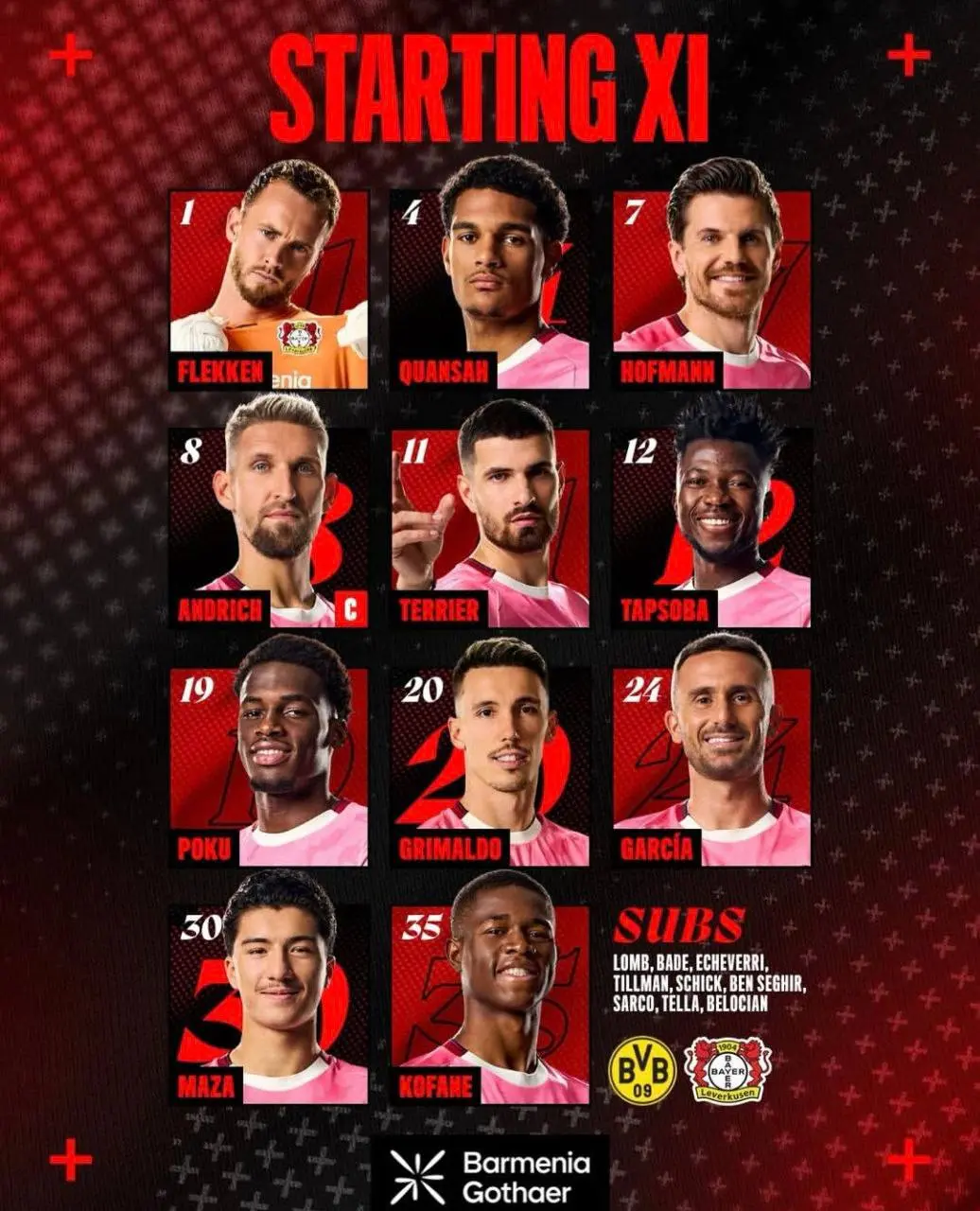 اعلام ترکیب دو تیم دورتموند و بایر لورکوزن