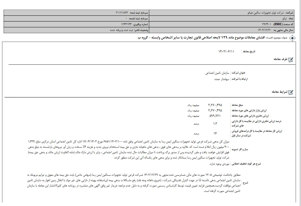 هپکو با انتقال زمین اهواز بابت بدهی‌های تامین اجتماعی موافقت کرد