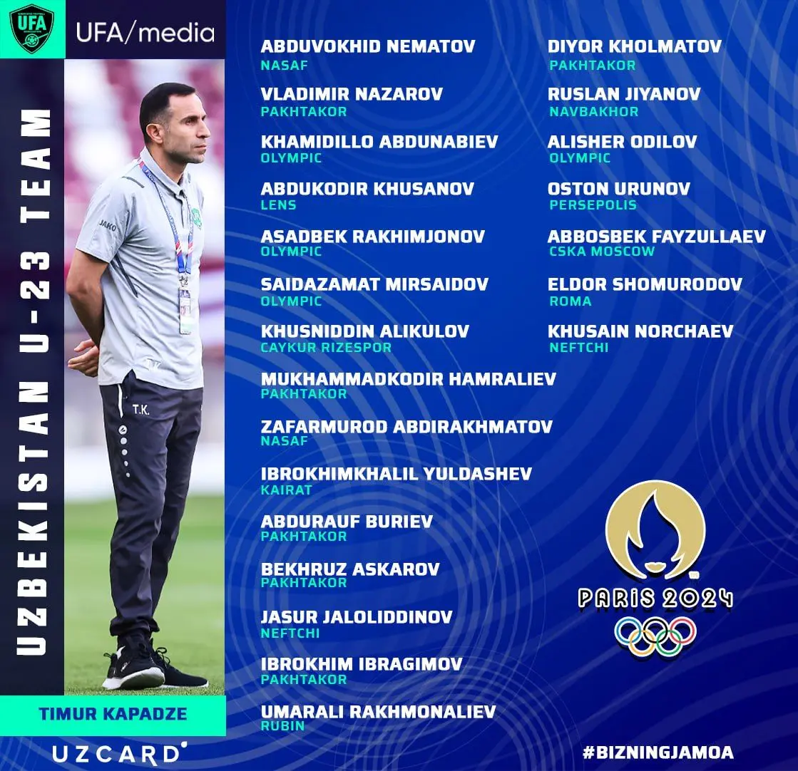 لیست نهایی تیم ملی ازبکستان برای المپیک پاریس با حضور ستاره پرسپولیس