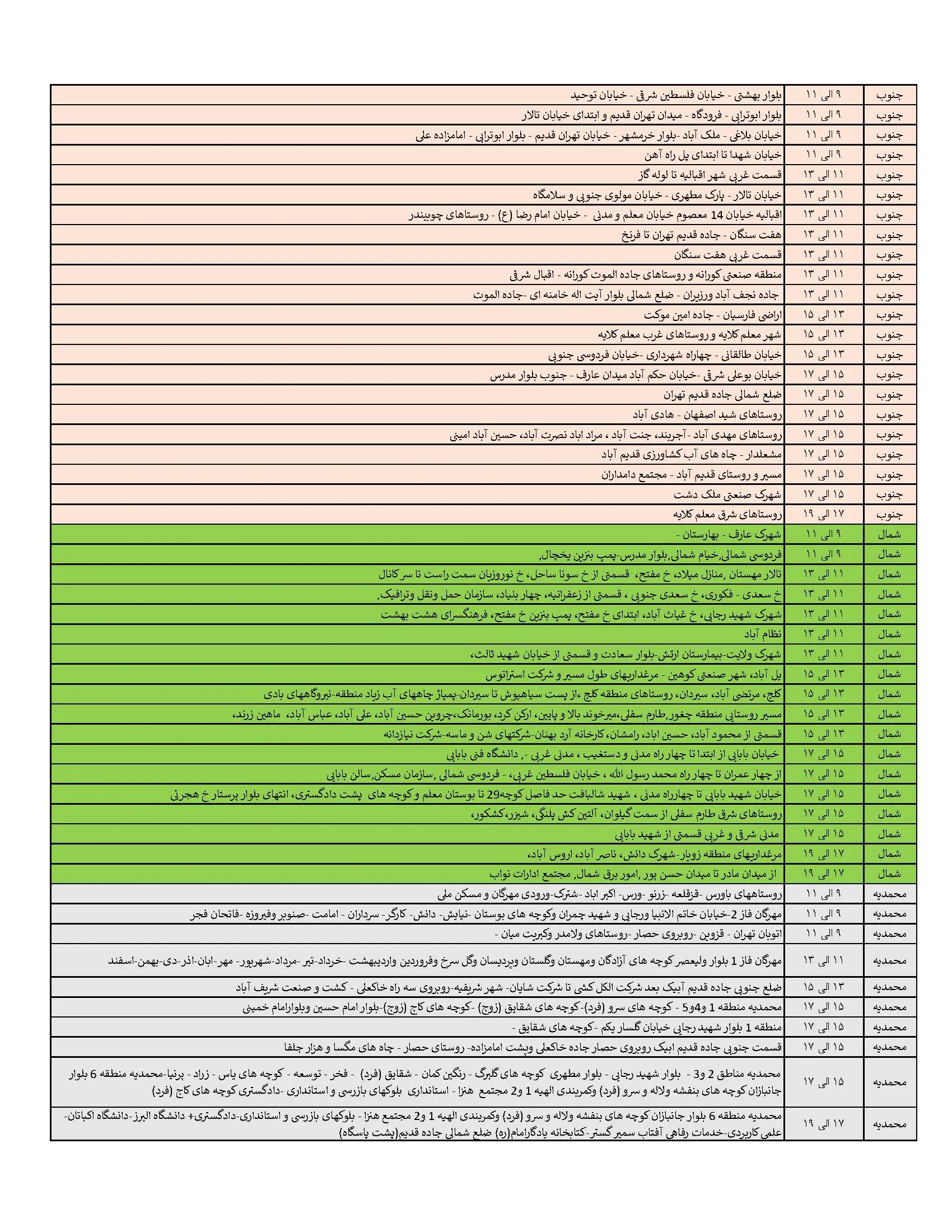 جدول خاموشی برق سوم خرداد در قزوین منتشر شد