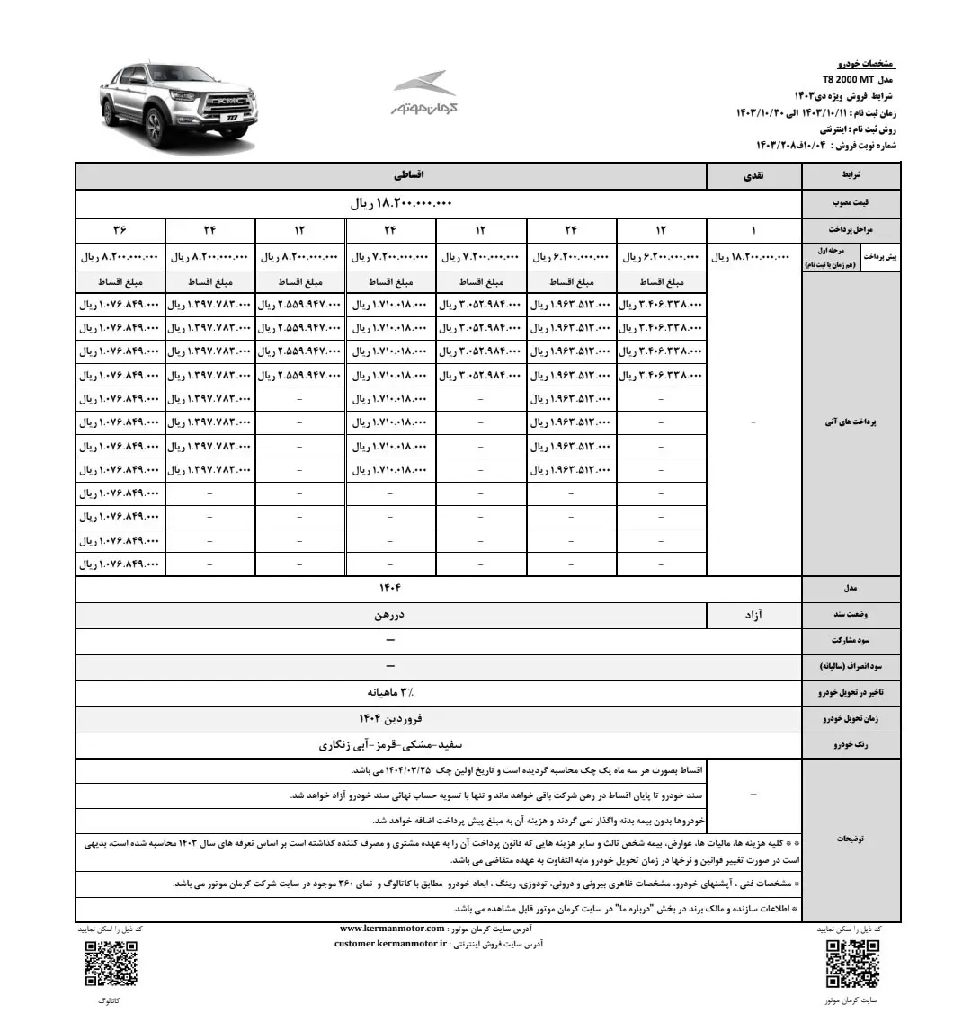 شرایط فروش اقساطی پیکاپ کی ام سی T8 اعلام شد