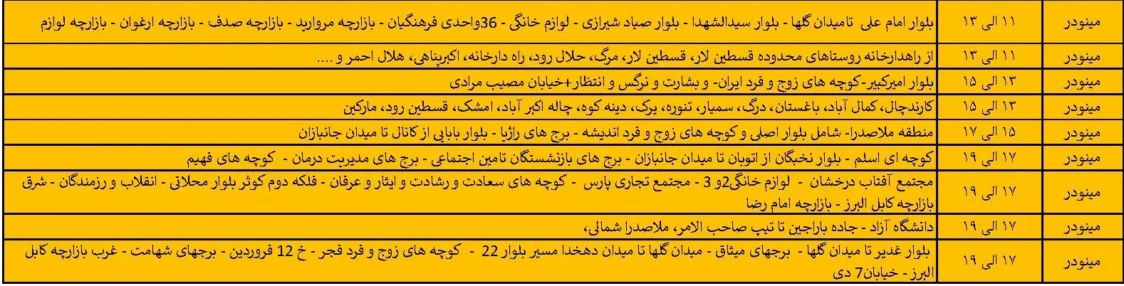 جدول خاموشی‌های برق قزوین در 10 خرداد منتشر شد