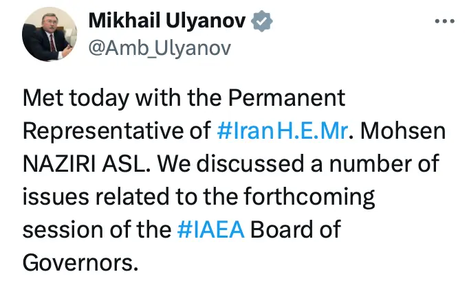دیدار اولیانوف با نماینده ایران در سازمان ملل متحد در وین
