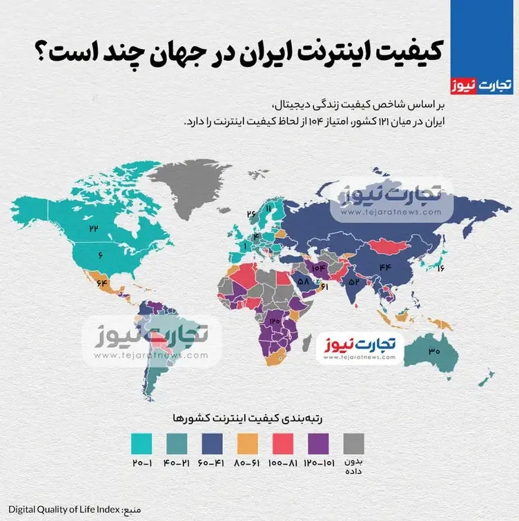 کیفیت اینترنت ایران در جهان چند است؟ + اینفوگرافیک