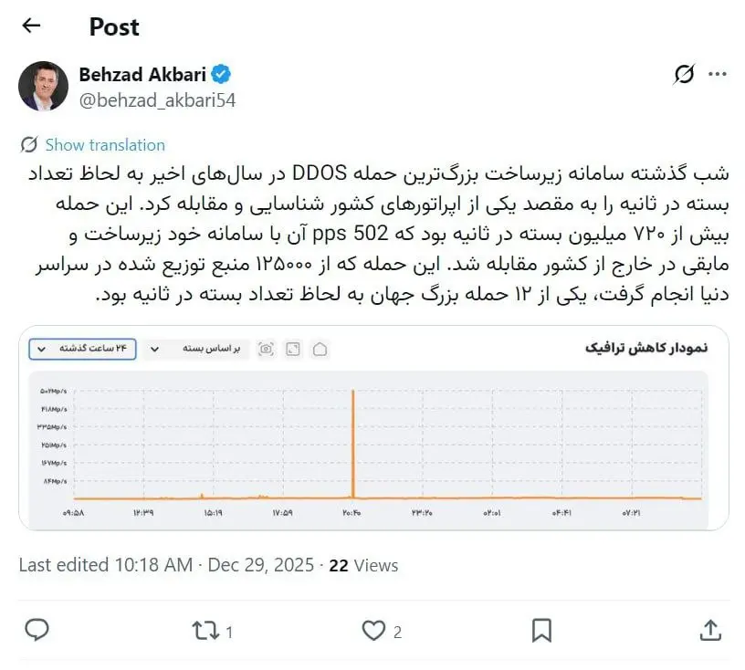 حمله سنگین سایبری به یکی از اپراتورهای کشور مهار شد
