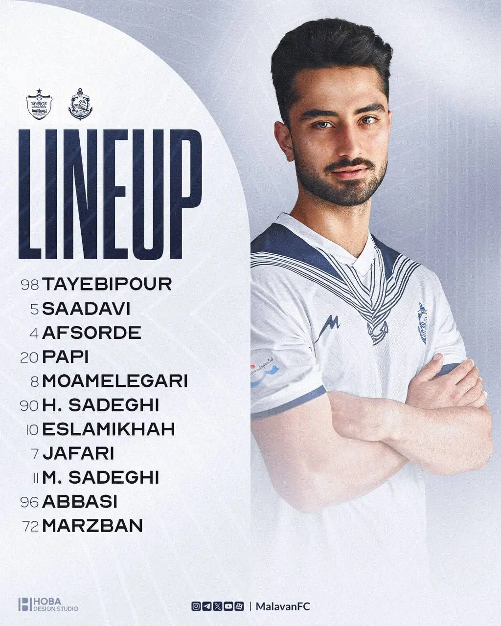 ترکیب ملوان مقابل پرسپولیس اعلام شد