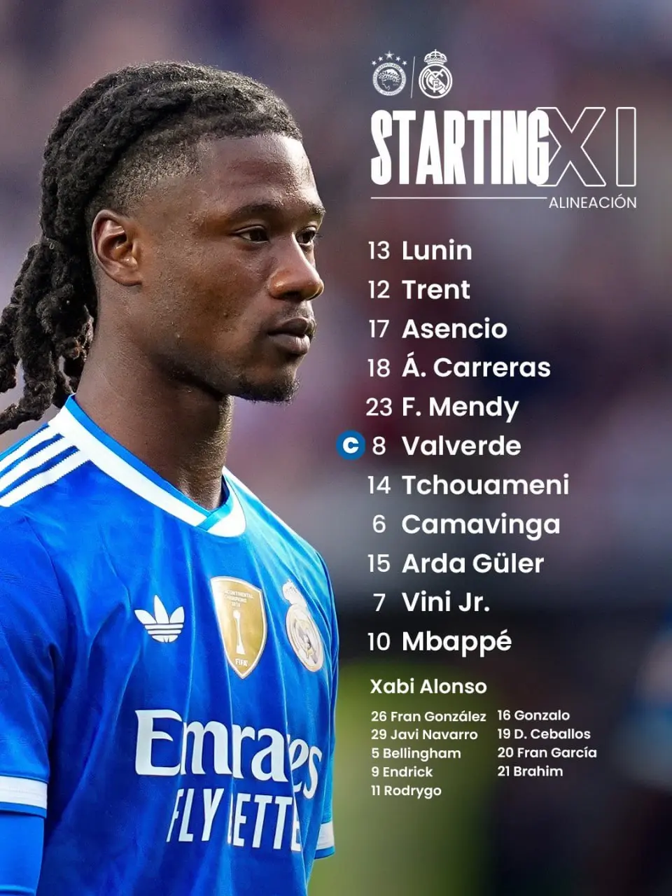 ترکیب رئال مادرید مقابل المپیاکوس