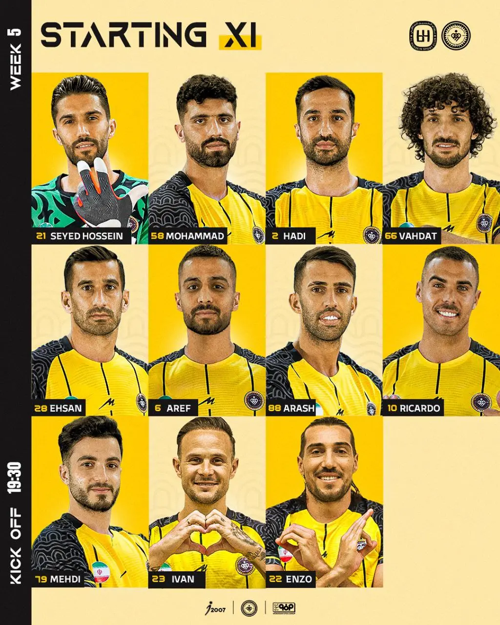 ترکیب سپاهان مقابل الحسین اردن