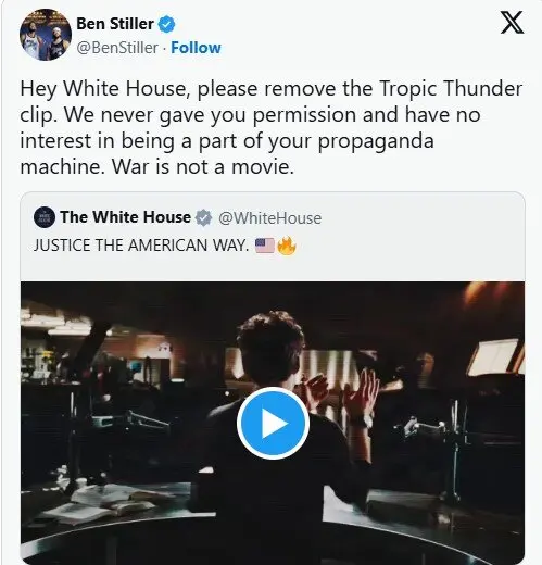 اعتراض یک بازیگر مشهور: فیلم مرا برای تبلیغ جنگ علیه ایران استفاده نکنید/ واکنش‌ها به ویدیوی «بچگانه» تبلیغاتی ترامپ