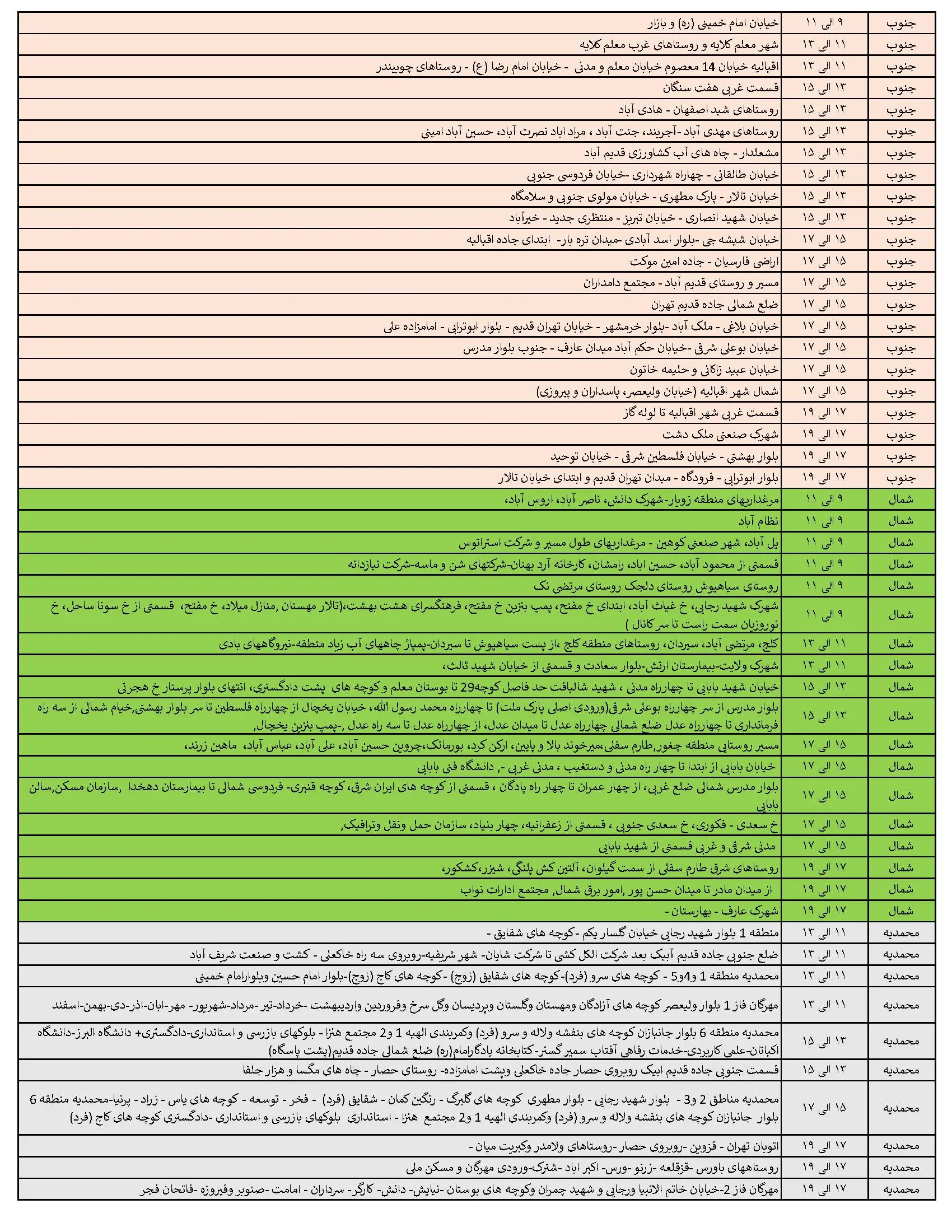 جدول خاموشی‌های برق قزوین در 13 خرداد منتشر شد