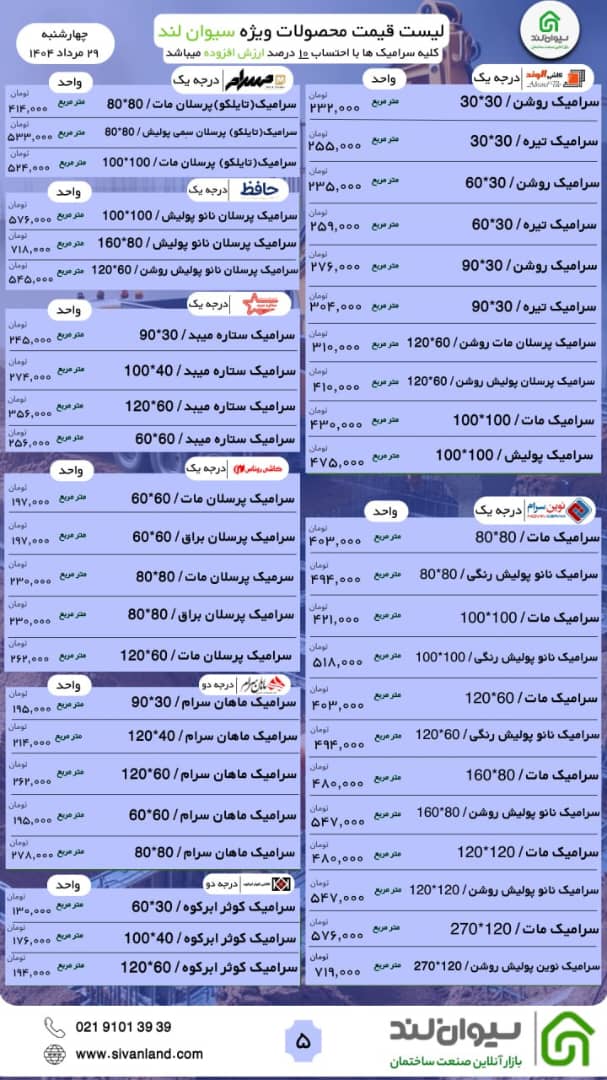 قیمت سیمان امروز چهارشنبه 29 مرداد
