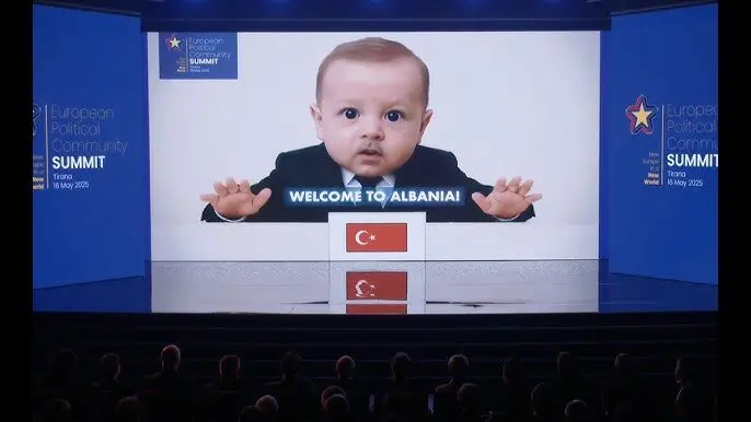 اردوغان با هوش مصنوعی به نوزاد تبدیل شد/ پخش یک ویدئوی عجیب در آلبانی