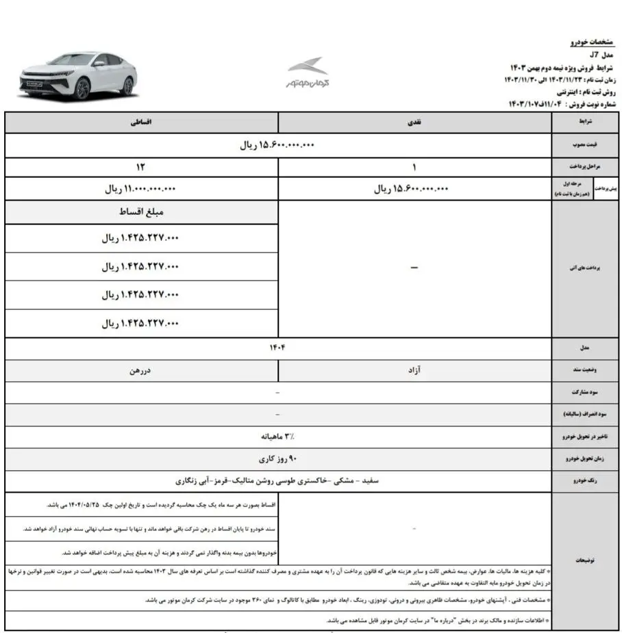 ثبت نام اقساطی کرمان موتور بهمن ۱۴۰۳ / فروش ۵ خودرو پرفروش به قیمت کارخانه + تحویل ۳ ماهه