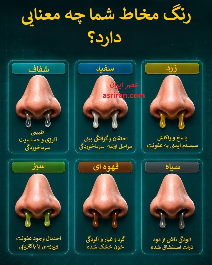 رنگ مخاط بینی شما چه رازی را درباره سلامتیتان فاش میکند؟