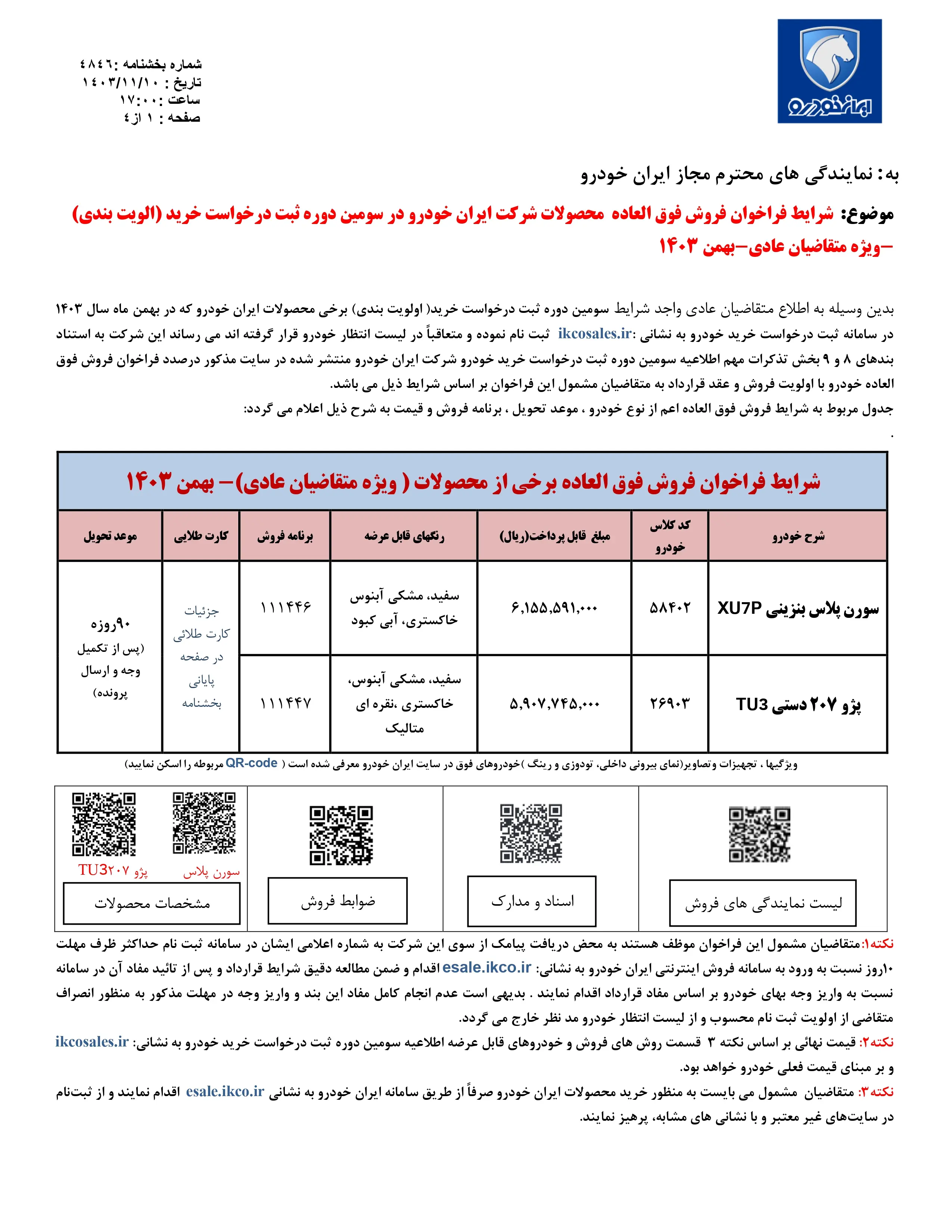 شرایط فروش نقدی محصولات ایران خودرو ویژه بهمن ۱۴۰۳