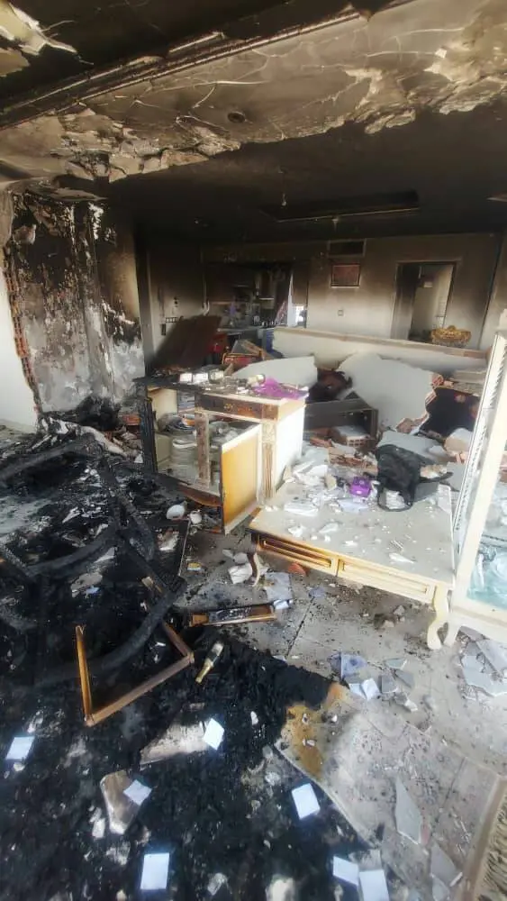 انفجار و آتش سوزی یک ساختمان مسکونی در خیابان پیروزی