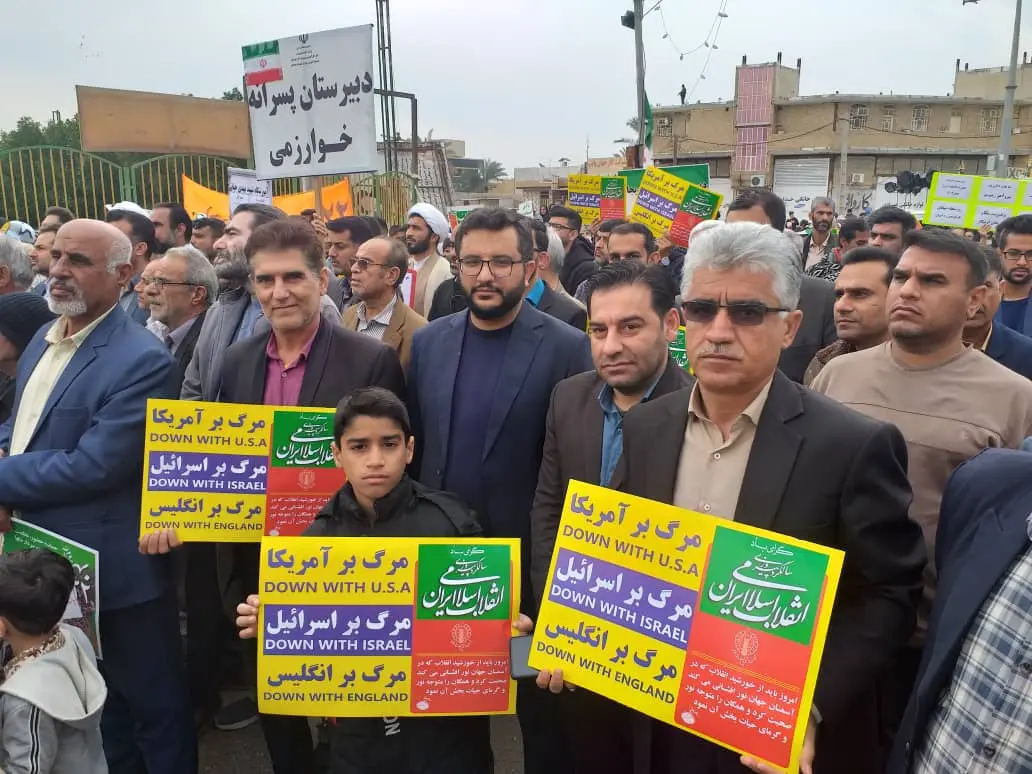 راهپیمایی ۲۲ بهمن در شهرهای مختلف خوزستان برگزار شد 