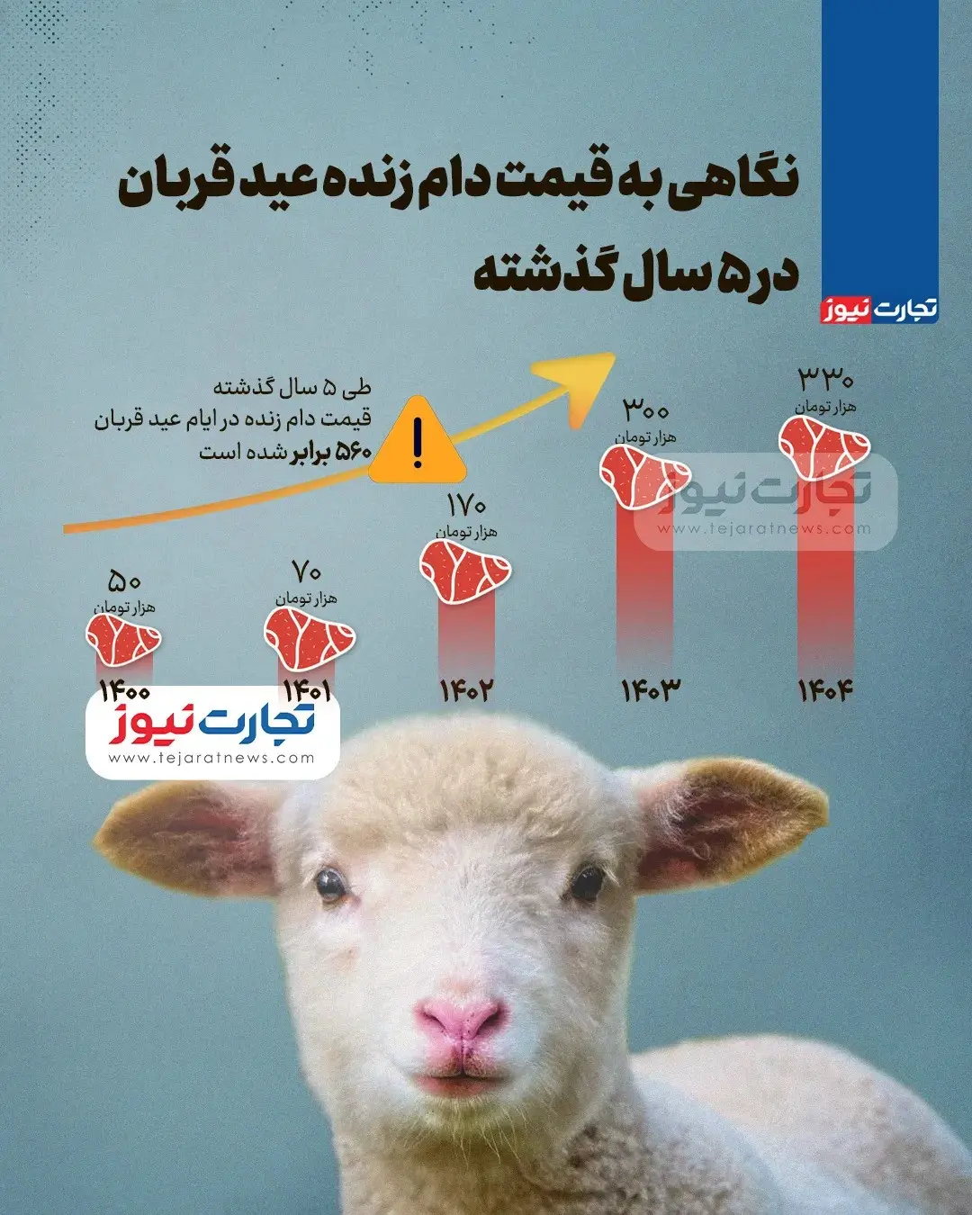 نگاهی به قیمت دام زنده عید قربان در ۵ سال گذشته + اینفوگرافیک