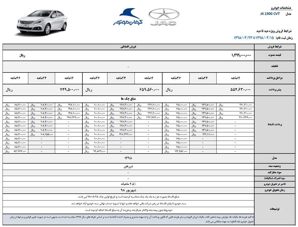 شرایط فروش اقساطی آزرا ،جک s3 و جک j4 تا روز شنبه ادامه خواهد داشت