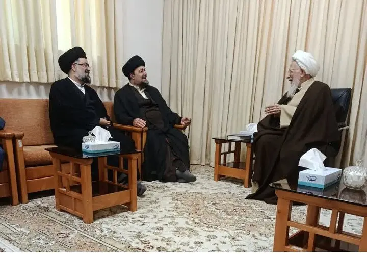 دیدار حججالاسلاموالمسلمین محمدی گلپایگانی و سید حسن خمینی با آیتالله جوادی آملی