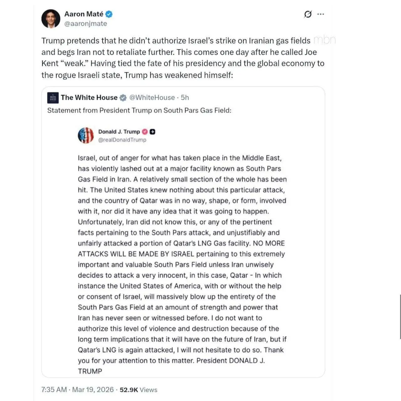 مجری مشهور کانادا: ترامپ در حال التماس به ایران است