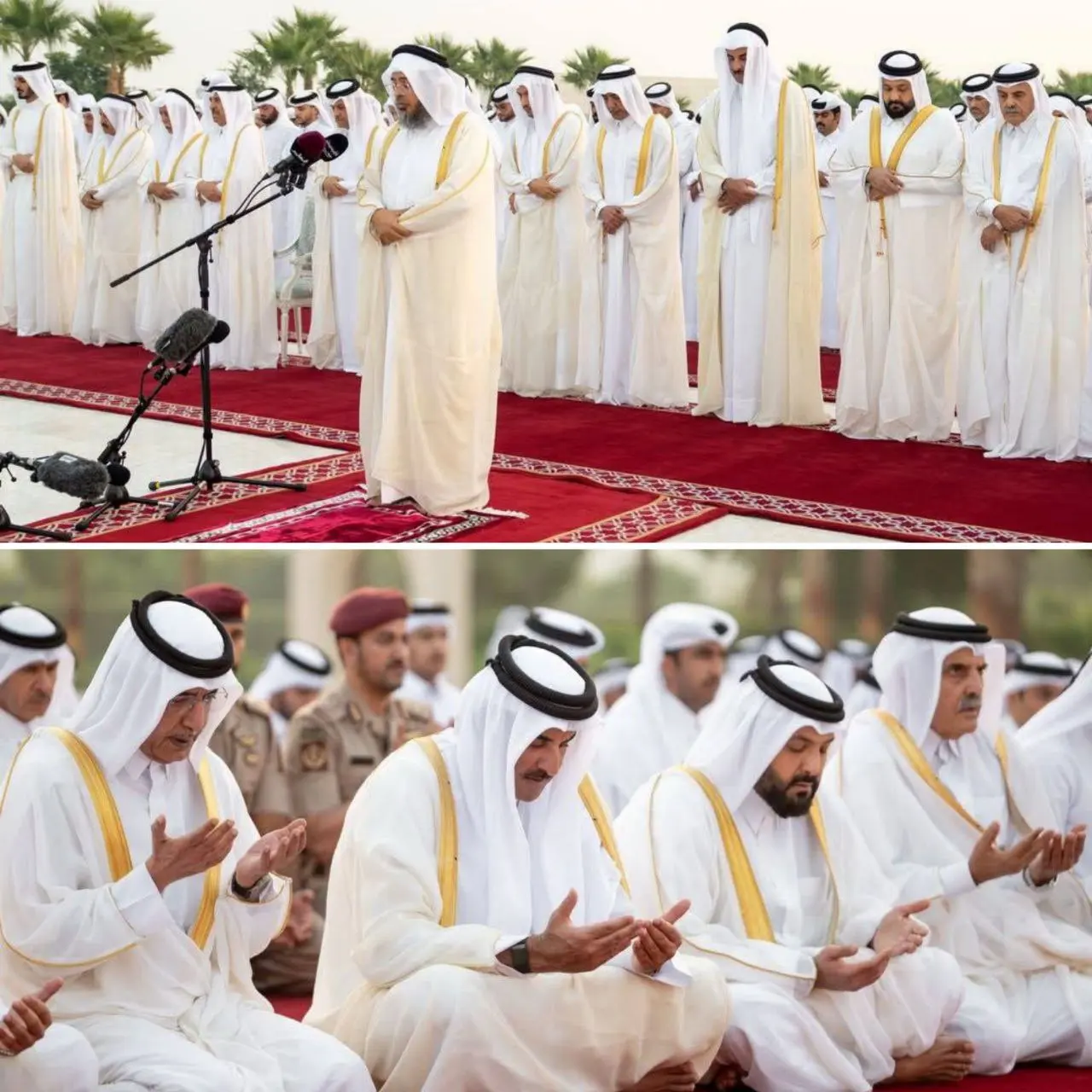  اقامه نماز باران در لوسیل با حضور امیر قطر +فیلم