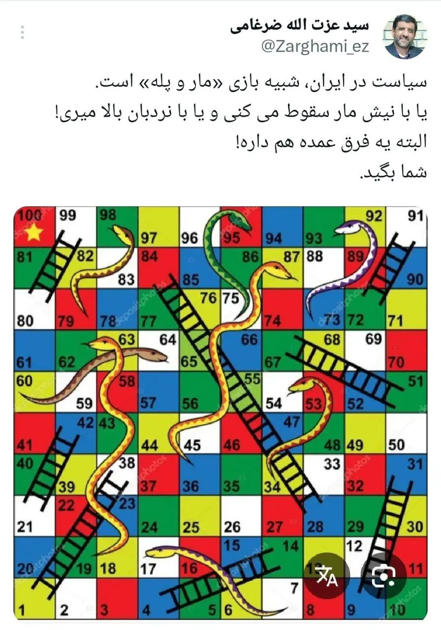 سیاست در ایران شبیه به بازی مار و پله است
