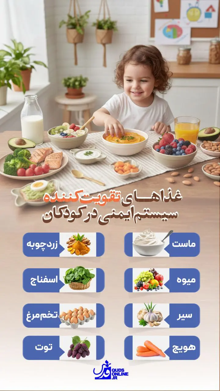 غذاهای تقویت‌کننده سیستم ایمنی در کودکان +اینفوگرافی