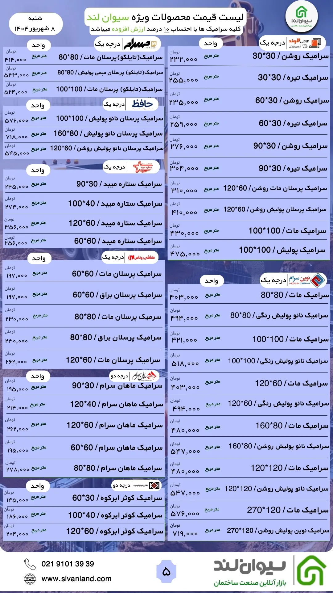 قیمت سیمان امروز شنبه 8 شهریورماه