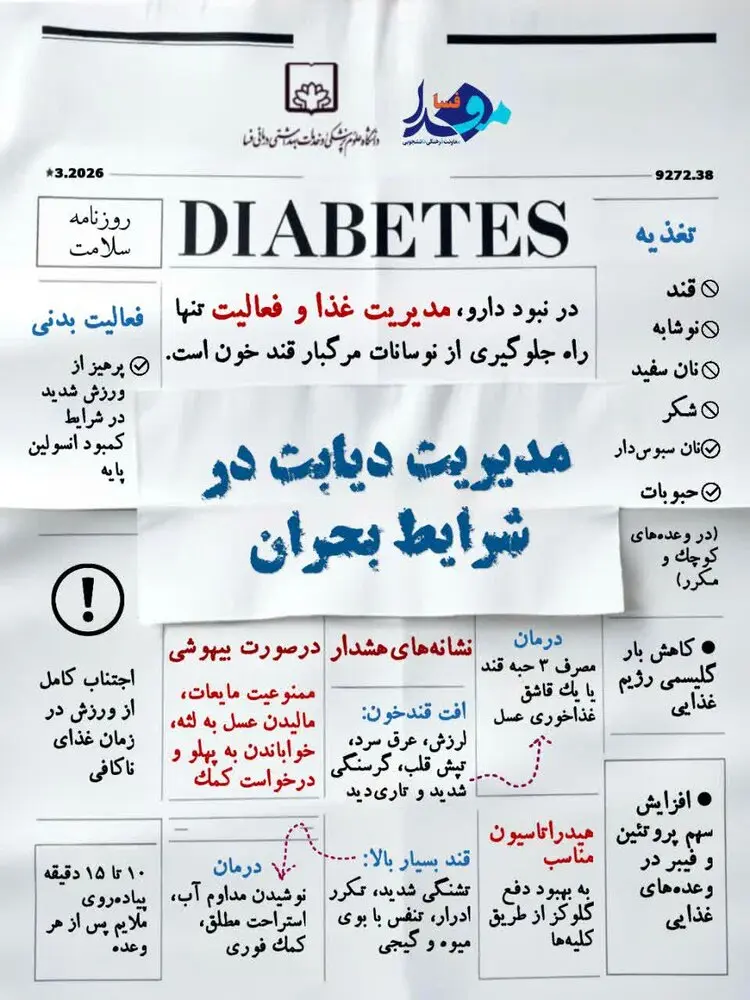 مدیریت دیابت در شرایط بحران و نبود دارو/ اینفوگرافیک