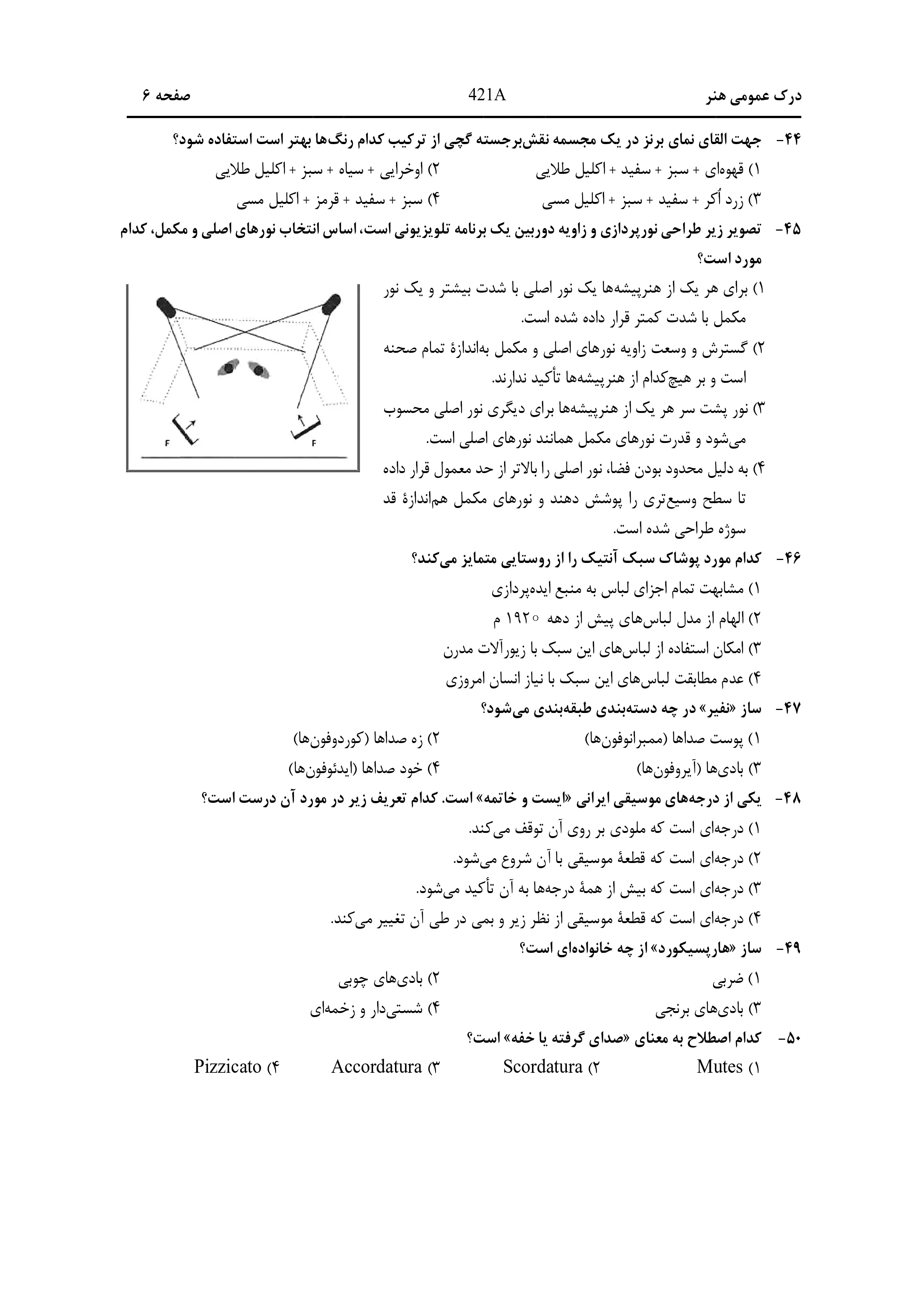 دانلود دفترچه سوالات کنکور هنر نوبت اول ۱۴۰۴
