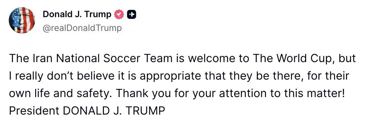 ترامپ تیم ملی فوتبال ایران را تهدید کرد!
