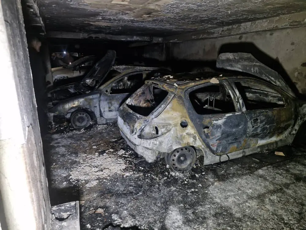 آتش‌سوزی پارکینگ یک ساختمان مسکونی در بزرگراه خرازی + عکس