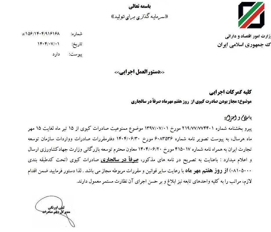 آغاز صادرات کیوی از ۷ مهرماه