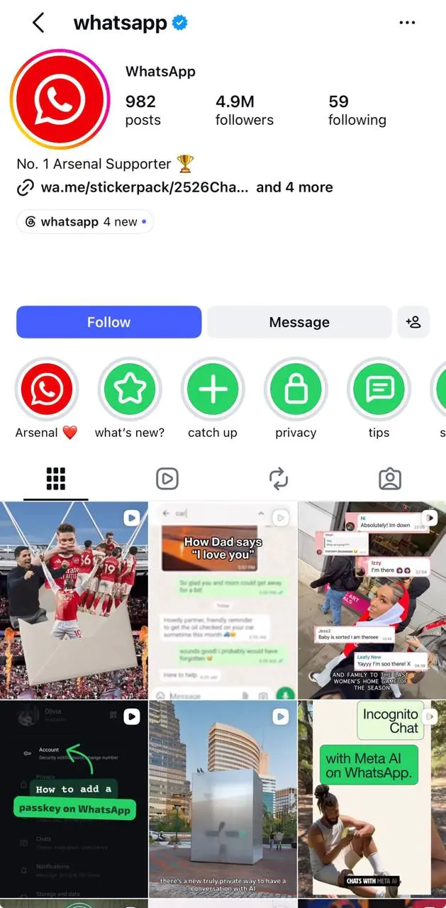 اقدام جالب واتساپ بعد از قهرمانی آرسنال (عکس)