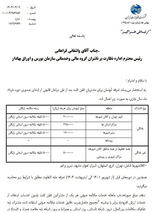 آبونمان تلفن ثابت گران شد
