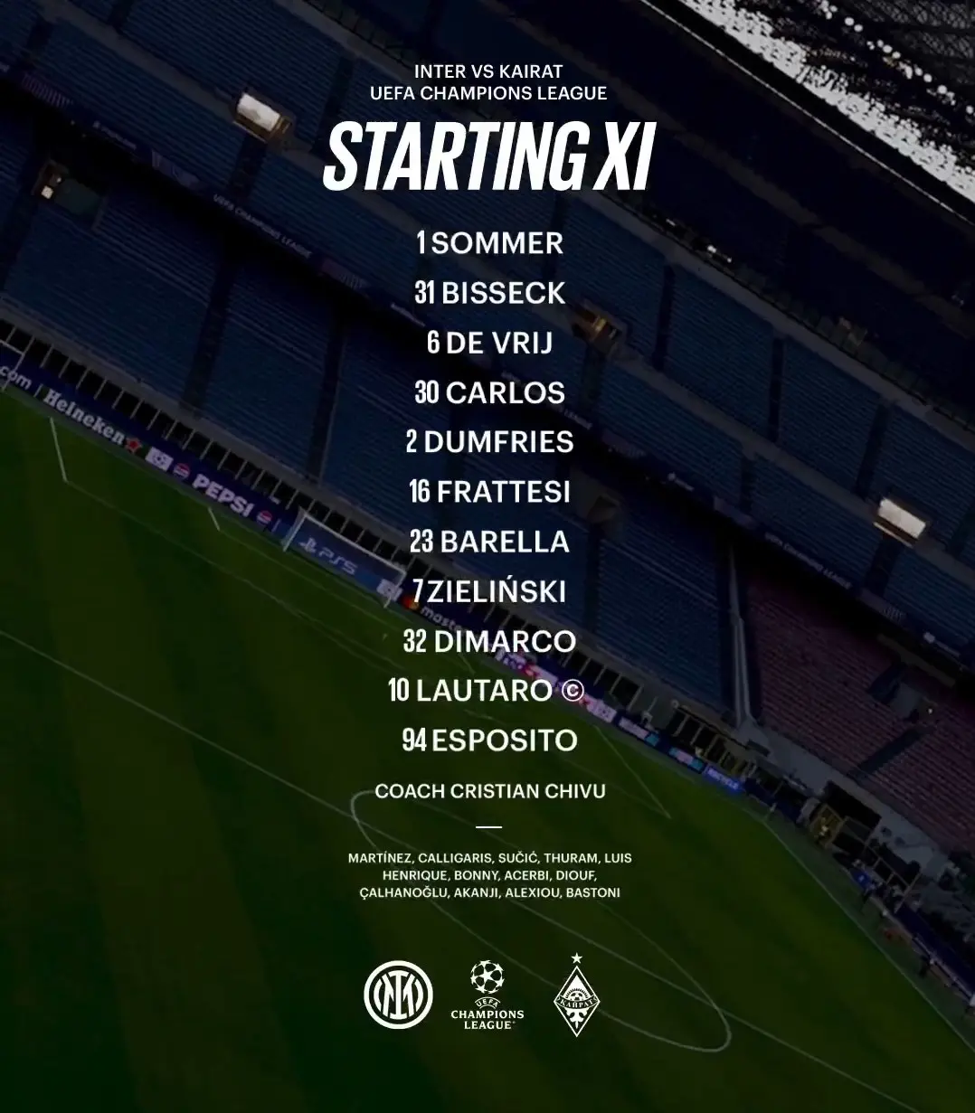 ترکیب اینتر مقابل غیرت اعلام شد