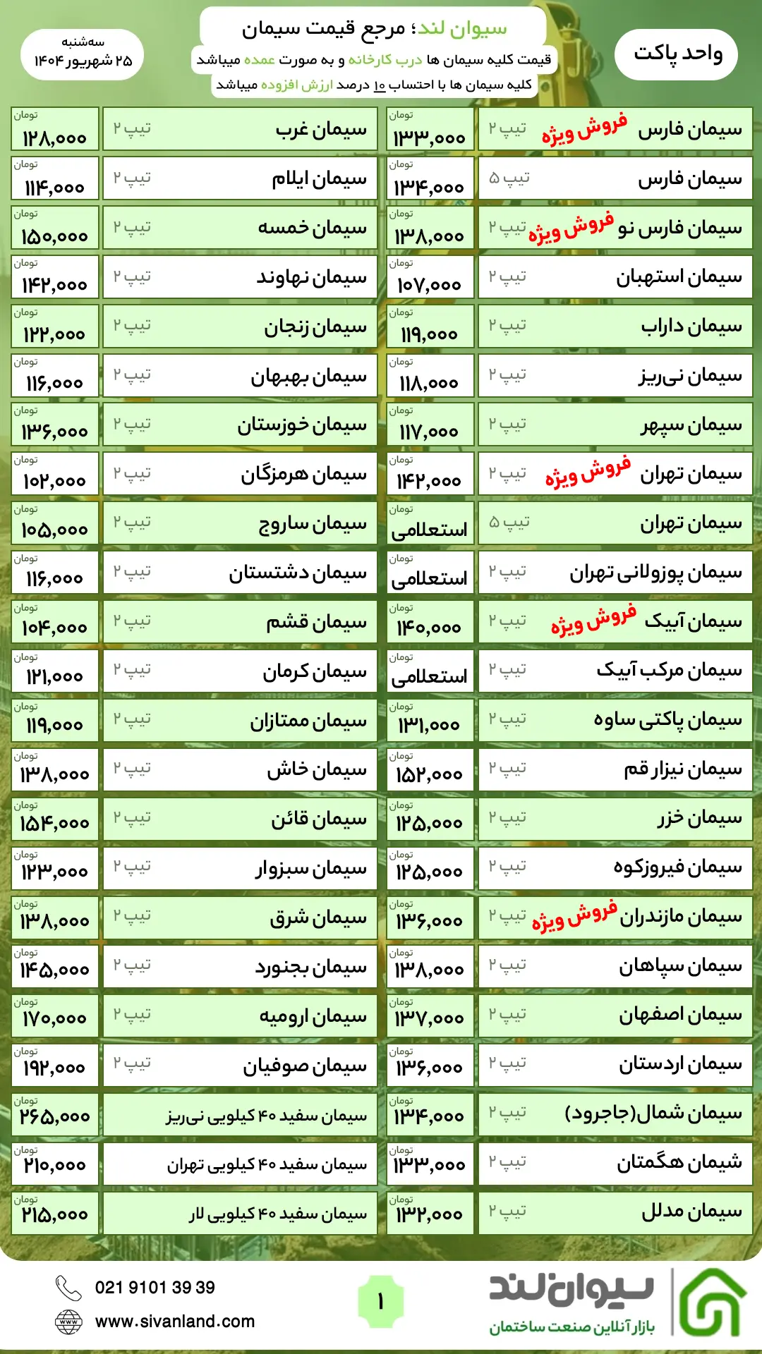 ثبات قیمت سیمان امروز سه‌شنبه 25 شهریور/ فرصت عالی برای خرید