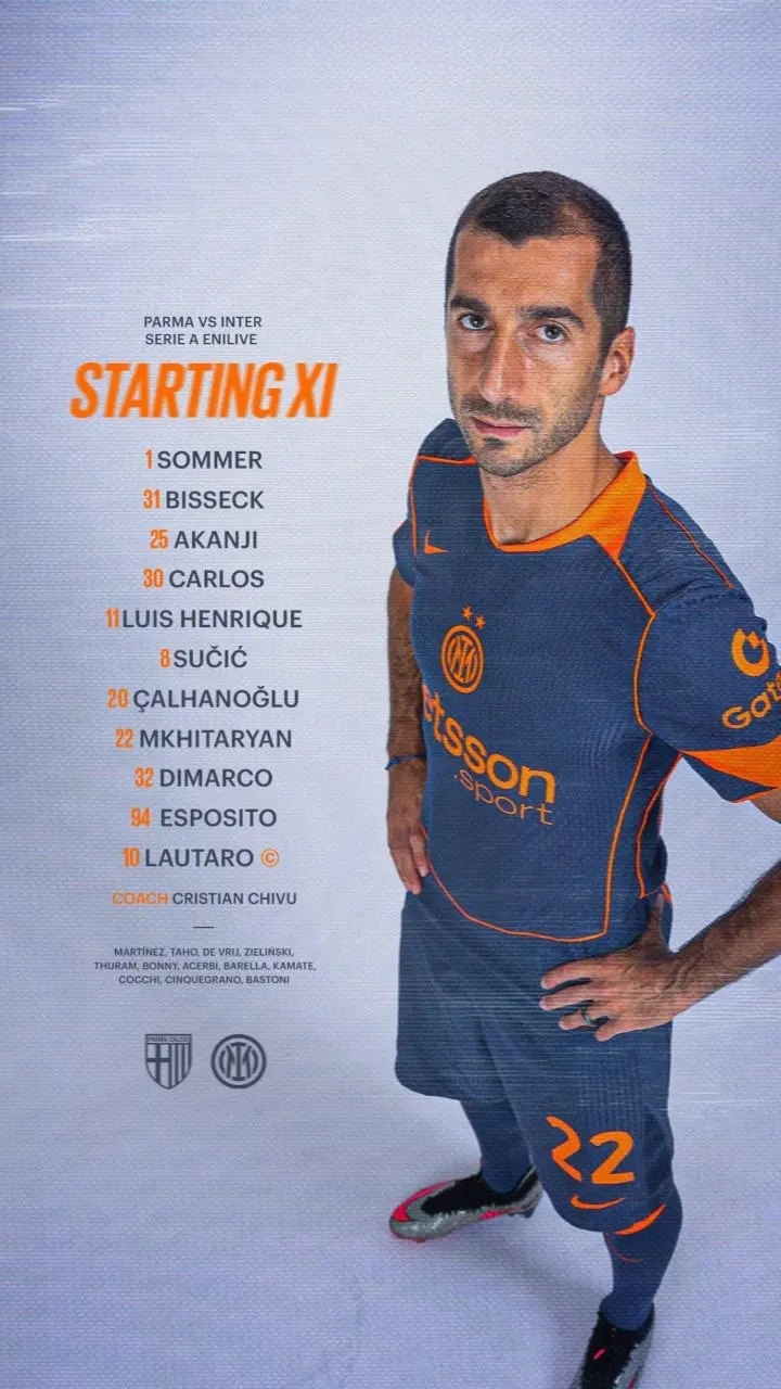 اعلام ترکیب اینتر مقابل پارما