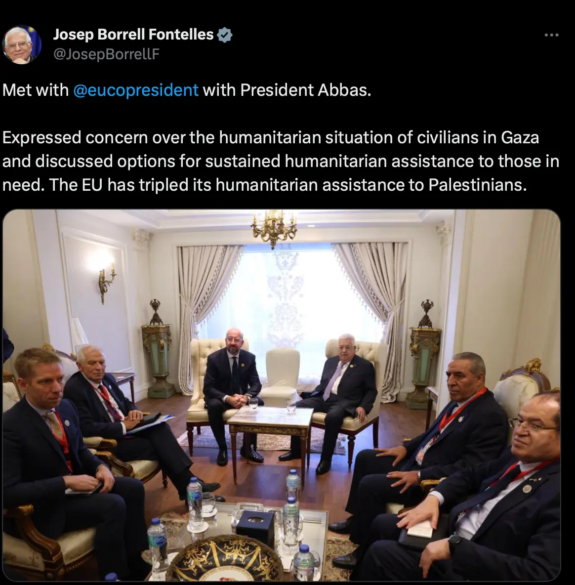 دیدار بوررل و عباس درباره تحولات غزه