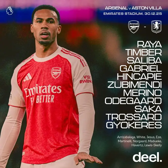 رونمایی از ترکیب آرسنال مقابل استون ویلا