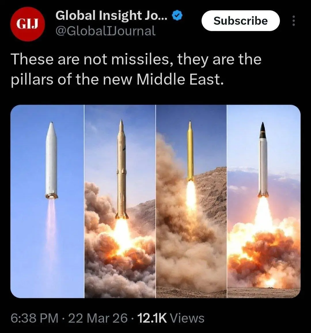 تعبیری شایسته از نشریه معتبر گلوبال اینسایت ژورنال (GIJ): این‌ها موشک نیستند، بلکه ستون‌های خاورمیانه جدیدند + عکس