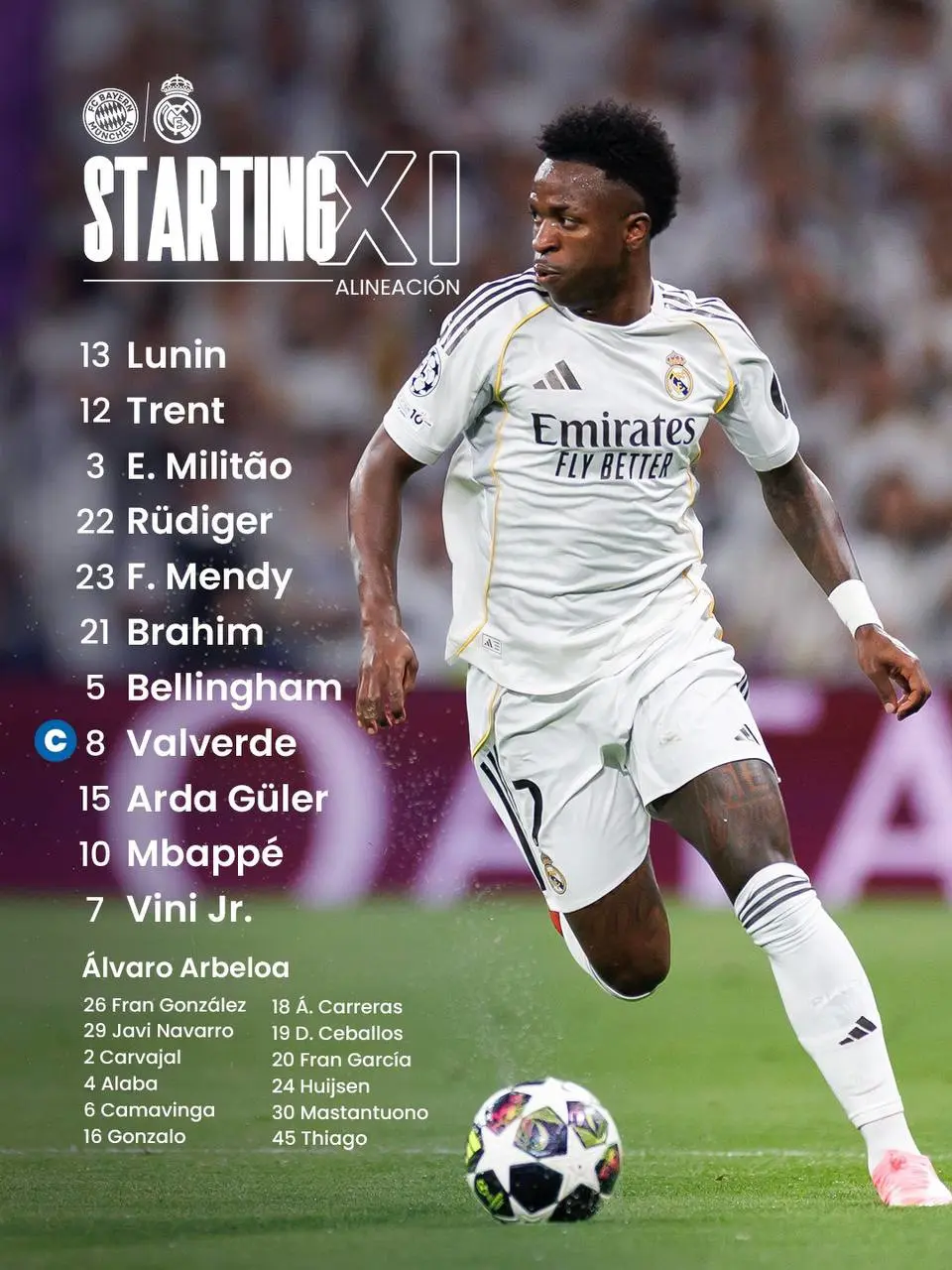 اعلام ترکیب دو تیم بایرن مونیخ و رئال مادرید