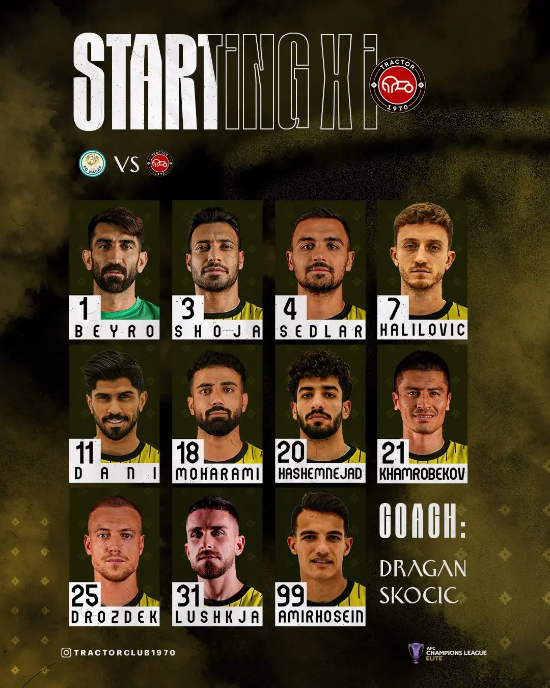 اعلام ترکیب تراکتور مقابل نسف قارشی