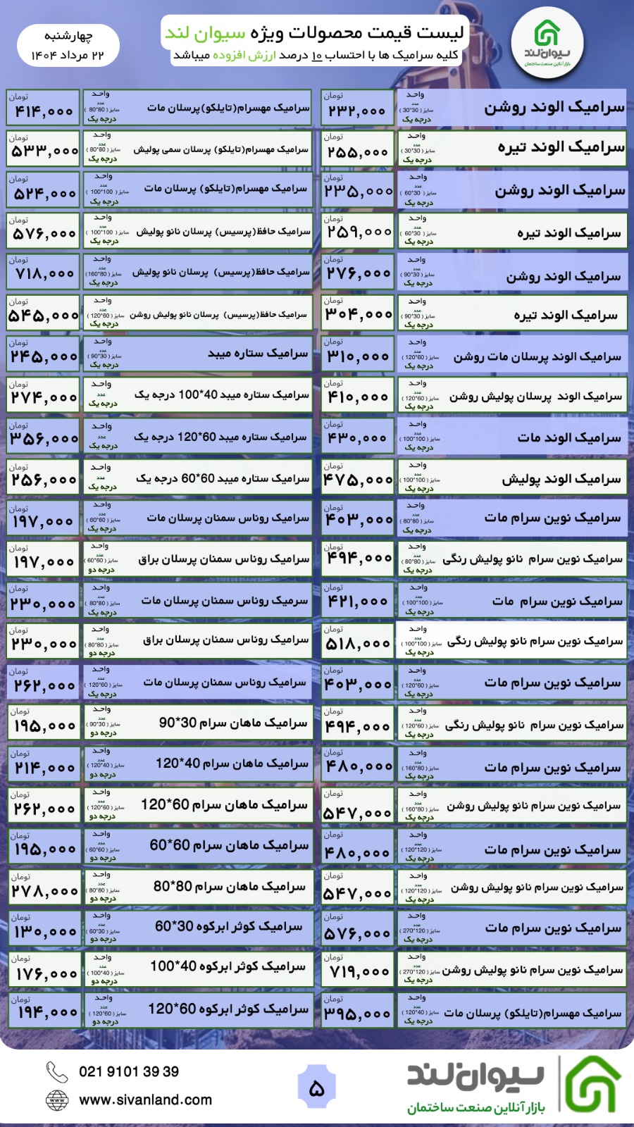 قیمت سیمان چهارشنبه 22 مرداد / عرضه بدون تغییر قیمت
