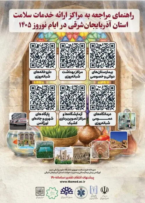 راهنمای جامع مراکز ارائه خدمات سلامت آذربایجان شرقی در طرح نوروزی