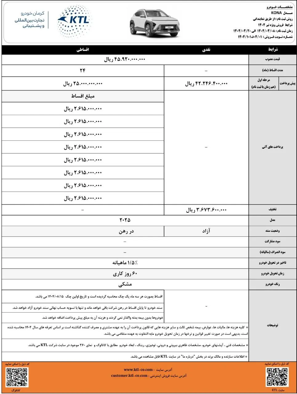 فروش هیوندای کونا مدل ۲۰۲۵ / خرید خودروی کره‌ای با شرایط پرداخت متنوع