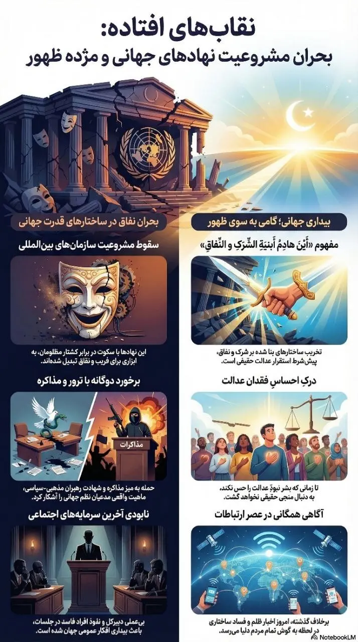نقاب‌های افتاده: بحران مشروعیت نهادهای جهانی و مژده ظهور + اینفوگرافیک