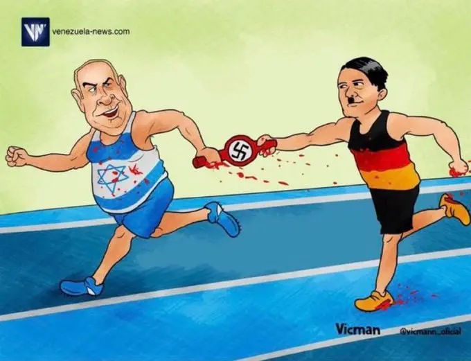 کاریکاتوری از نحوه سبقت نتانیاهو از هیتلر+عکس