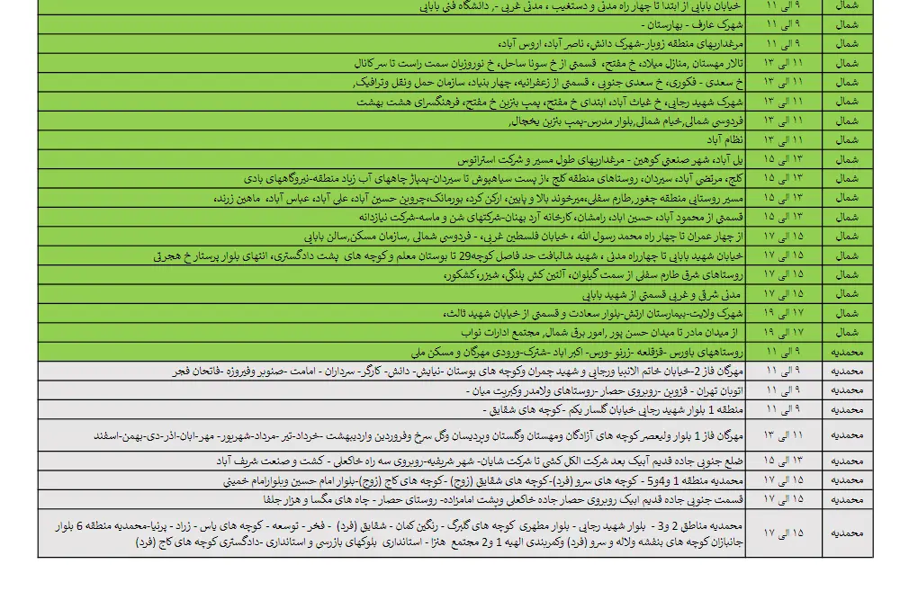 برق مناطق مختلف قزوین در 24 اردیبهشت چه زمانی قطع می‌شود؟